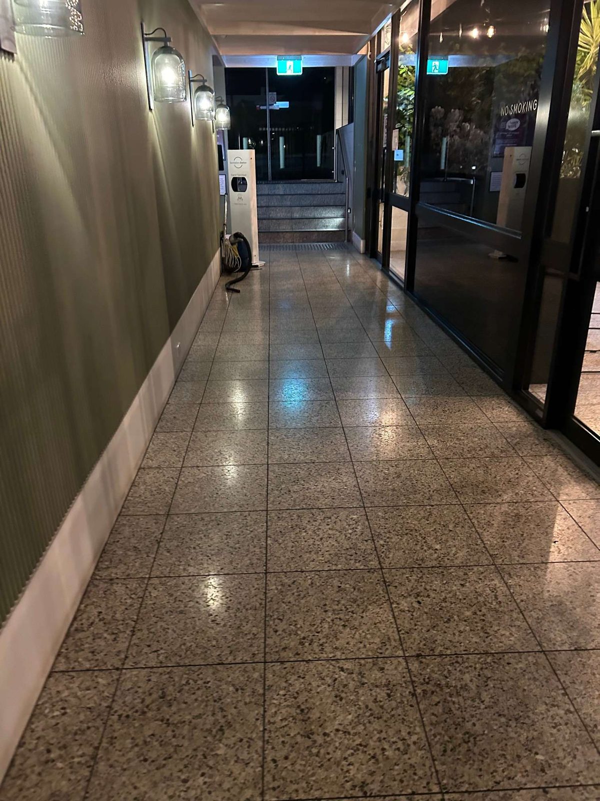 Hotel lobby floors and glass cleaned