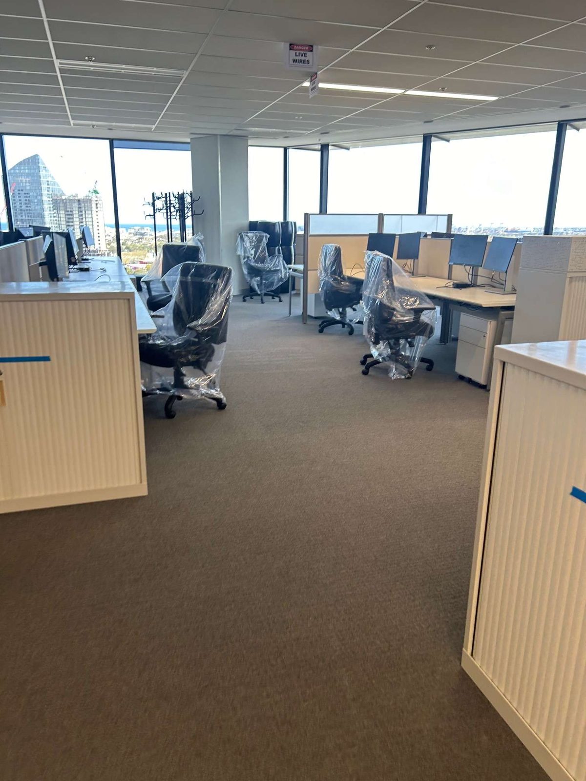 Open plan workspace cleaned and tidied